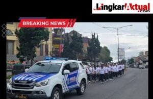 Satlantas Polres Tanah Karo Kawal Pawai Kenaikan Yesus Di Kabanjahe
