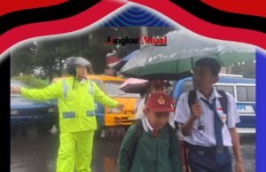 Polsek Berastagi Lakukan Strong Point di Jalan Veteran, Lalu Lintas Pagi di Berastagi Aman Terkendali