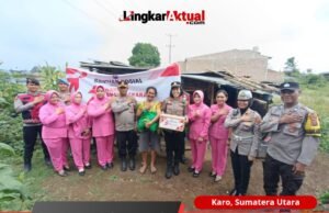 Wakapolres Tanah Karo Bersama Bhayangkari Salurkan Bantuan Sosial kepada Warga di Gung Negeri