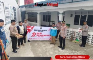 Bakti Religi HUT Bhayangkara ke-79, Polsek Simpang Empat Salurkan Bantuan Sosial