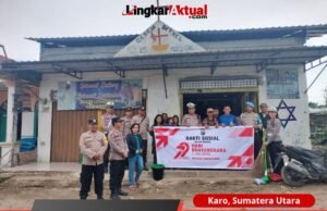 Sambut HUT Bhayangkara ke-79, Polsek Berastagi Gelar Gotong Royong dan Bhakti Sosial di Gereja GBI Life Sfringe