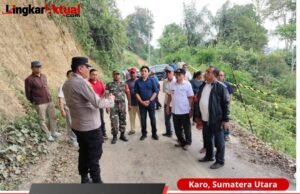 Bupati Karo Tinjau Lokasi Longsor di Desa Mbetung, Polsek Juhar Laksanakan Pengamanan
