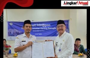 Jabatan Pelaksana Tugas (PLT) Camat Kantor Kecamatan Karang Bahagia Diserah Terimakan