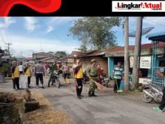 Polsek Barusjahe Bersama Forkopinca Barusjahe Gelar Gotong Royong, Wujudkan lingkungan Bersih dan Asri