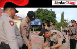 Kapolres Nias Selatan Memimpin Langsung Serah Terimakan Jabatan Kasat Binmas Dan Kabag SDM Polres Nias Selatan