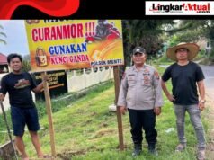 Polsek Munte Pasang Spanduk Imbauan Waspada Curanmor di Kecamatan Munte