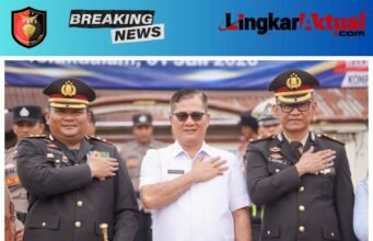 Bupati Nias Selatan Sokhiatulo Laia, menghadiri peringatan Hari Ulang Tahun (HUT) Bhayangkara ke-80 tahun 2026