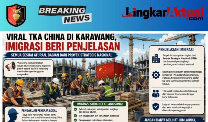 Heboh!! TKA China di Karawang, Imigrasi: Kehadiran Mereka untuk Transfer Teknologi dan Pembangunan Nasional