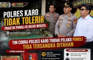 Tim Cobra Polres Karo Tindak Pelaku Pungli di Kawasan Objek Wisata Air Panas Sidebu Debu, Tiga Tersangka Ditahan