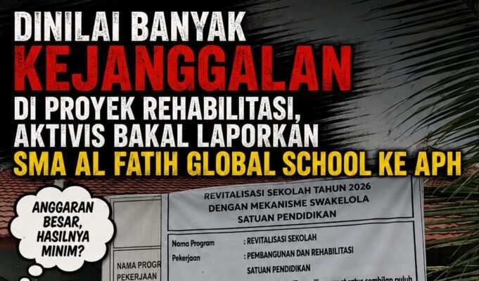 Dinilai Banyak Kejanggalan di Proyek Rehabilitasi, Aktivis Bakal Laporkan SMA Al Fatih Global School ke APH