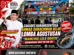 Cakades Karangsentosa Ahmad Surachman Gelar Lomba Mancing Lele Gratis Semarak HUT RI Ke-81