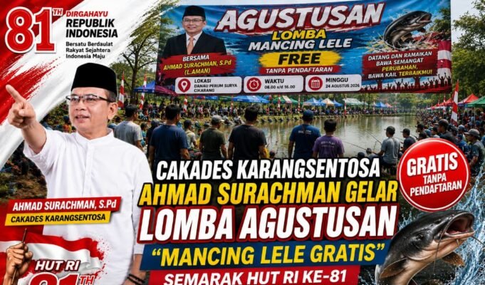 Cakades Karangsentosa Ahmad Surachman Gelar Lomba Mancing Lele Gratis Semarak HUT RI Ke-81