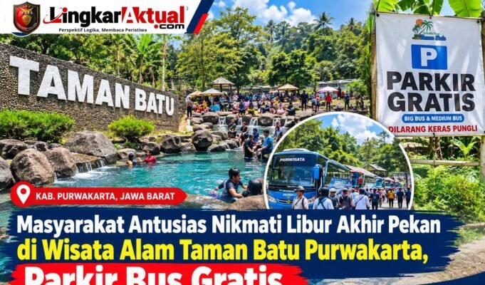 Masyarakat Antusias Nikmati Libur Akhir Pekan di Wisata Alam Taman Batu Purwakarta, Parkir Bus Gratis