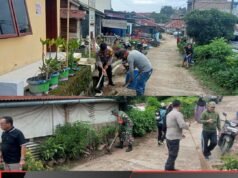 Polsek Munte Bersama Warga Gotong Royong Bersihkan Jalan dan Saluran Parit