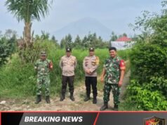 Sinergitas TNI-Polri Imbau Warga Tetap Waspada Pascaterjadinya Erupsi Gunung Sinabung