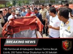 190 Pembecak di Kabupaten Bekasi Terima Becak Listrik, 200 Tablet Pintar Disalurkan ke 20 Sekolah