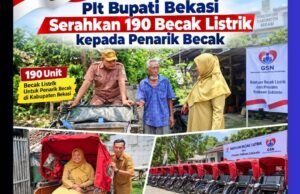 Plt Bupati Bekasi Serahkan 190 Becak Listrik kepada Penarik Becak
