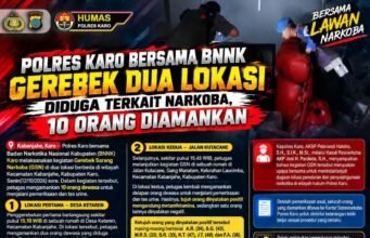 Polres Karo Bersama BNNK Gerebek Dua Lokasi Diduga Terkait Narkoba, 10 Orang Diamankan