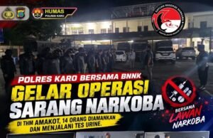 Polres Karo Bersama BNNK Gelar Operasi Sarang Narkoba di THM Amakot, 14 Orang diamankan dan menjalani Tes Urine