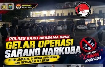 Polres Karo Bersama BNNK Gelar Operasi Sarang Narkoba di THM Amakot, 14 Orang diamankan dan menjalani Tes Urine