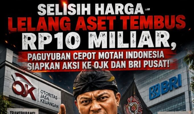 SELISIH NILAI ASET DISOROT! PAGUYUBAN CEPOT MOTAH INDONESIA SIAP GERUDUK OJK BANDUNG DAN BRI PUSAT, DESAK BUKA-BUKAAN SOAL LELANG